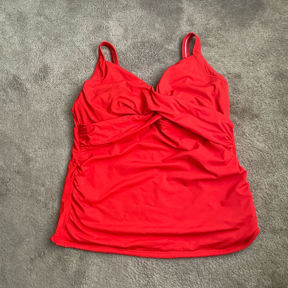 Lands End women's Wrap Underwire Tankini Swimsuit Top 16DD red